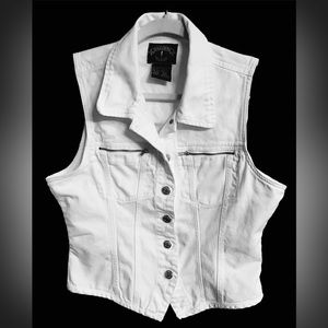 Vintage Bright White Jean Vest VVGUC